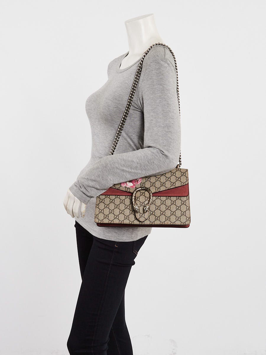 Gucci Beige/Pink GG Supreme Blooms Coated Canvas Small Dionysus Shoulder Bag