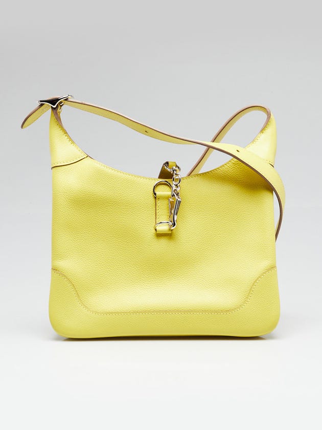 Hermes Lime Evercolor Leather Palladium Plated Trim Duo 24 Bag