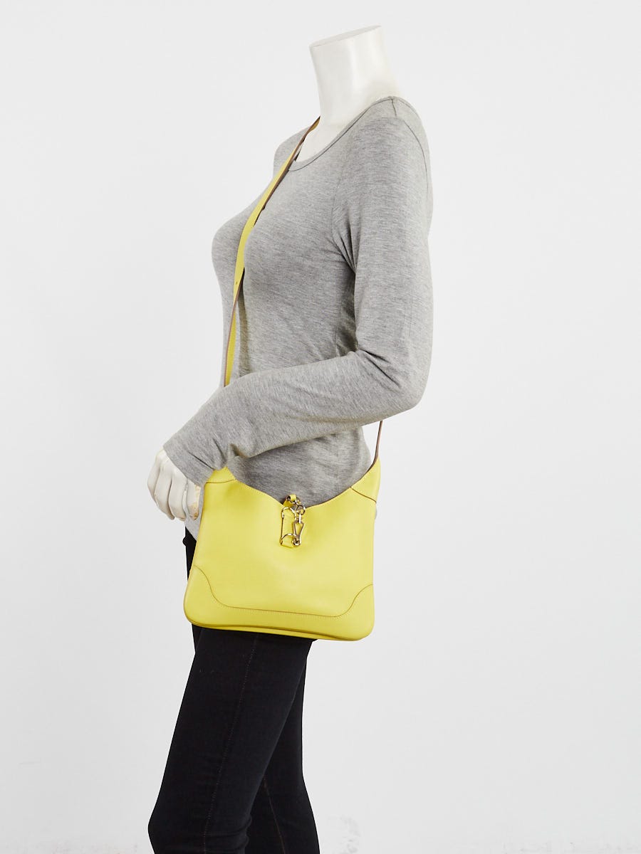 Hermes Lime Evercolor Leather Palladium Plated Trim Duo 24 Bag