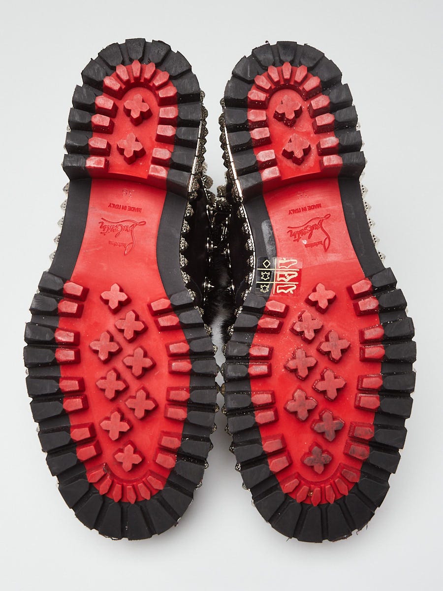 Christian Louboutin Black Leather and Shearling Yeti Donna Boots Size 5.5/36