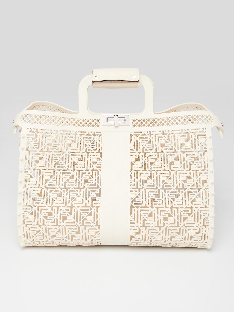 Fendi White Recycled Plastic FF Forty8 Basket Tote Bag - 7VA593