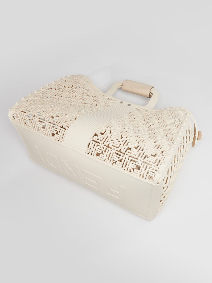 Fendi White Recycled Plastic FF Forty8 Basket Tote Bag - 7VA593