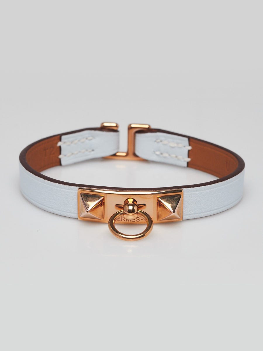 Hermes Bleu Brume Swift Calfskin Leather Rose Gold Plated Mini