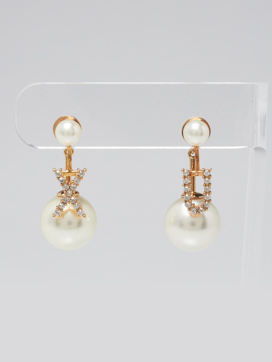 Christian Dior Goldtone Metal Crystal Faux Pearl MY ABCDIOR