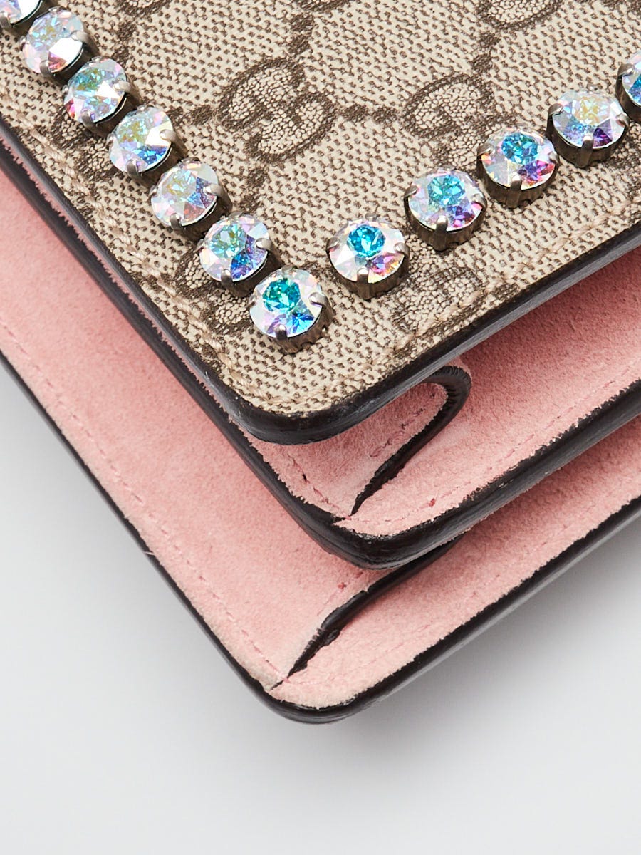 Gucci Beige/Pink GG Supreme Coated Canvas Crystal Small Dionysus