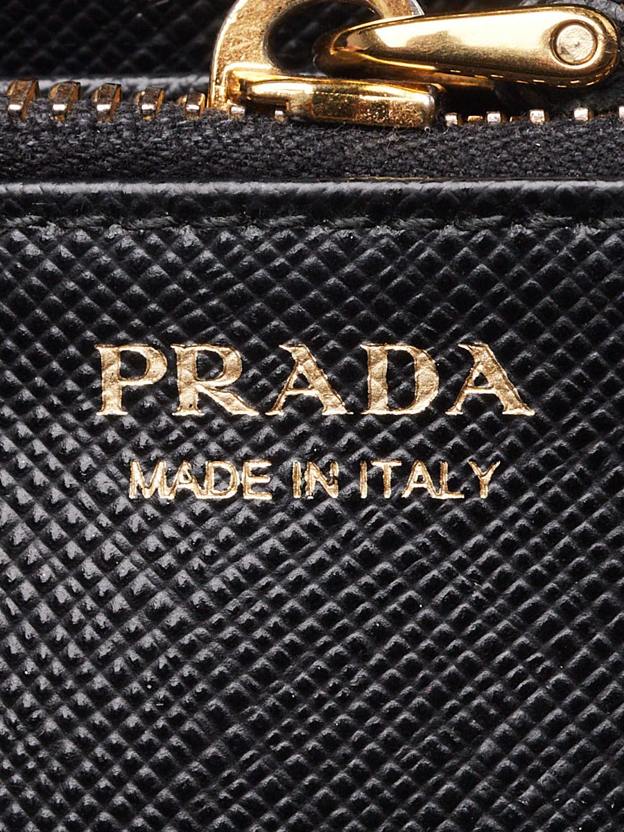 PRADA レザー ボウタイ Prada Black Saffiano Leather Bow Zippy Wallet | Yoogi's Closet