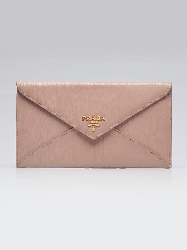 Prada Cammeo Saffiano Lux Leather Envelope Wallet 1MF175