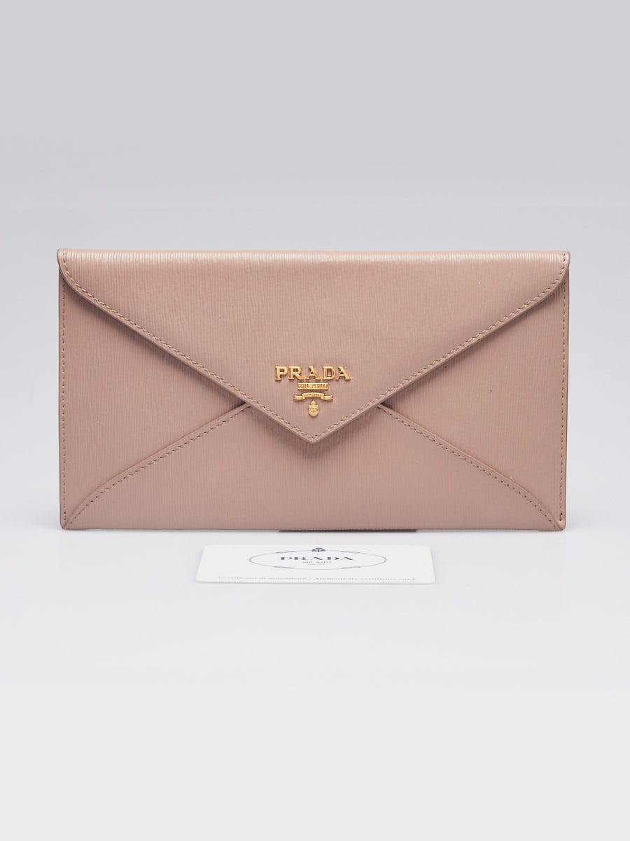 Prada Cammeo Saffiano Lux Leather Envelope Wallet 1MF175