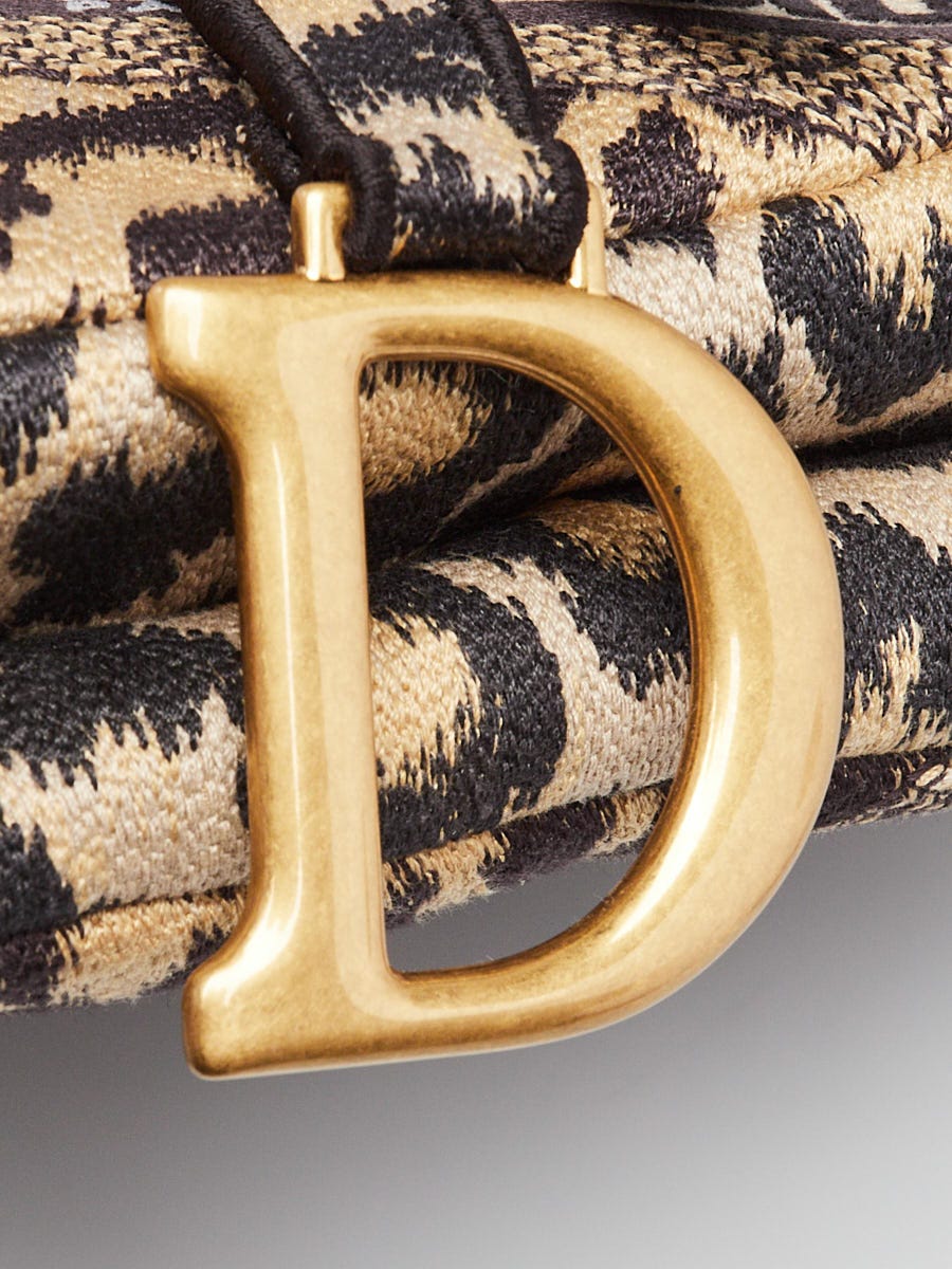 Christian Dior Leopard Print Mizza Embroidered Canvas Medium