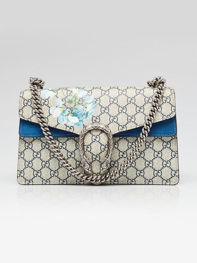 Gucci Beige/Blue GG Supreme Blooms Coated Canvas Small Dionysus Shoulder Bag