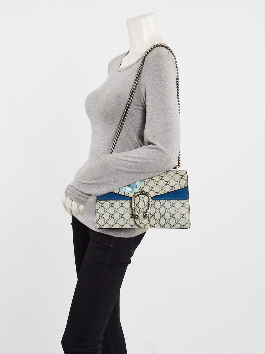 Gucci Beige/Blue GG Supreme Blooms Coated Canvas Small Dionysus Shoulder Bag