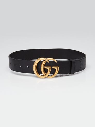 Gucci Black Smooth Leather Double G Belt 70/28