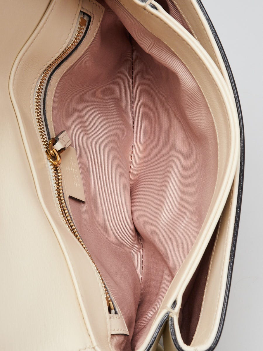 Gucci White/Black Leather Small Arli Crossbody Bag | Yoogi's Closet