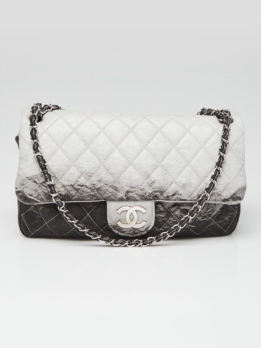 Chanel Grey/Black Quilted Degrade Vinyl Jumbo Melrose Flap Bag