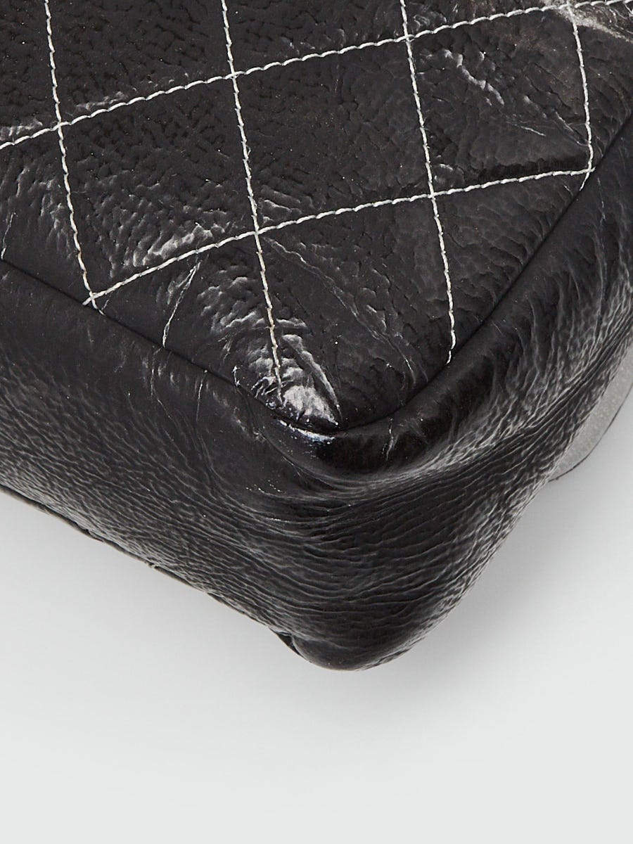 Chanel Grey/Black Quilted Degrade Vinyl Jumbo Melrose Flap Bag