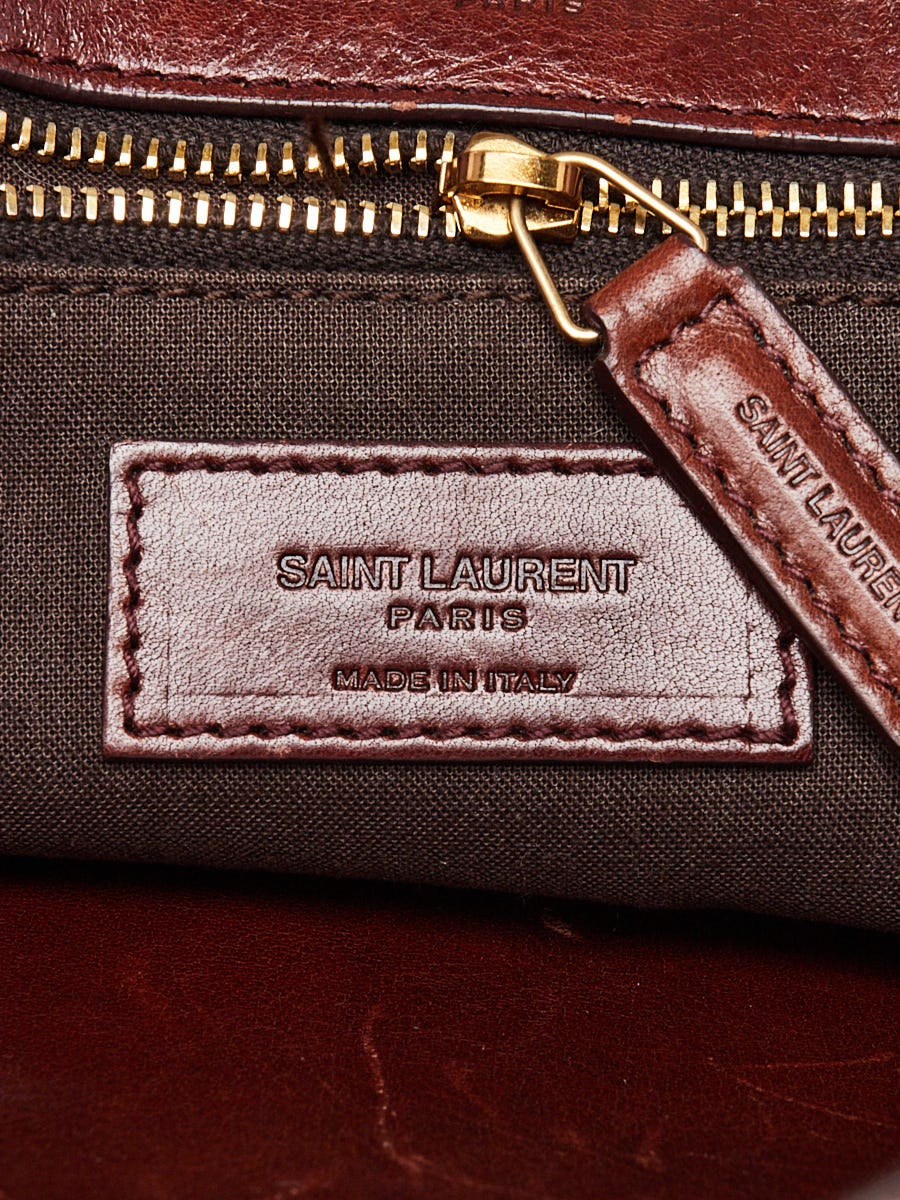 Yves Saint Laurent Natural Cotton Canvas Chocolate Leather Medium