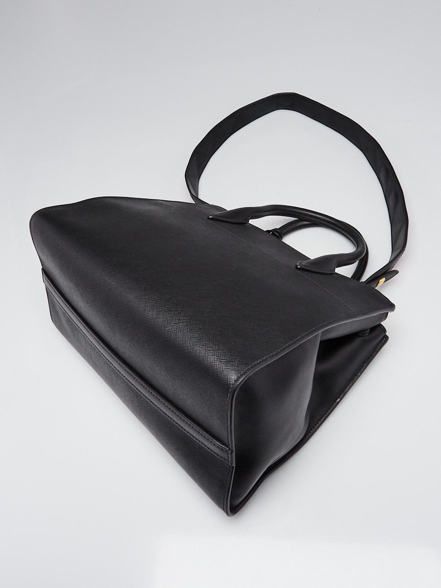 Prada Black/Pink Saffiano Greca Leather Paradigme Bag | Yoogi's Closet