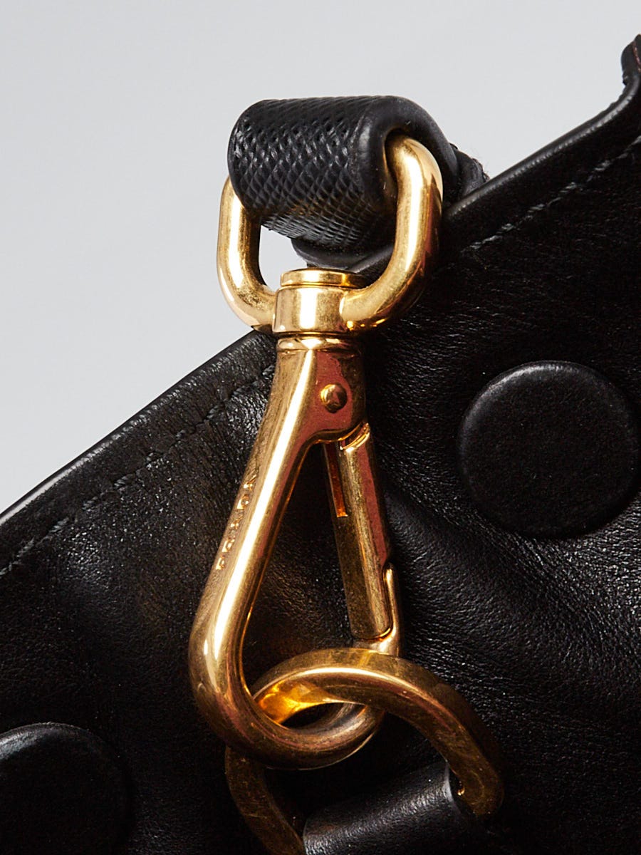 Prada Black/Pink Saffiano Greca Leather Paradigme Bag | Yoogi's Closet