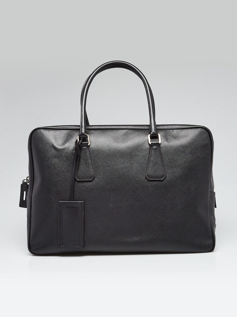 Prada Black Saffiano Leather Travel Briefcase Bag VS0305 | Yoogi's