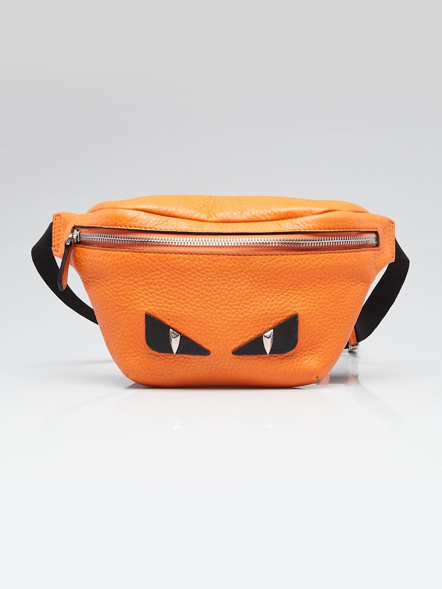 Fendi Orange Pebbled Leather Monster Eyes Belt Bag - 7VB011