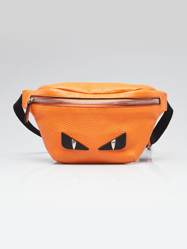 Fendi Orange Pebbled Leather Monster Eyes Belt Bag - 7VB011