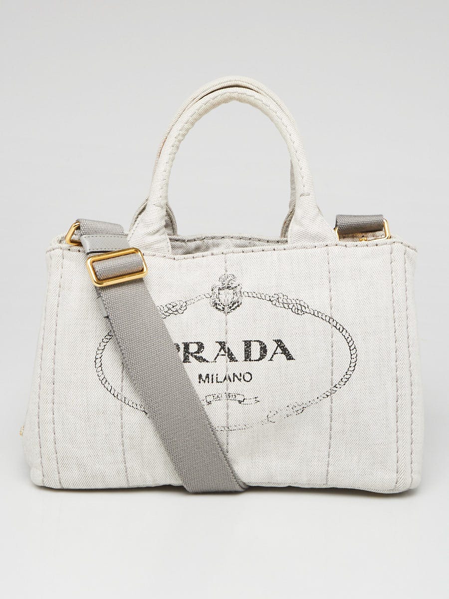 Prada Grey Canapa Canvas Small Tote Bag BG439 | Yoogi's Closet