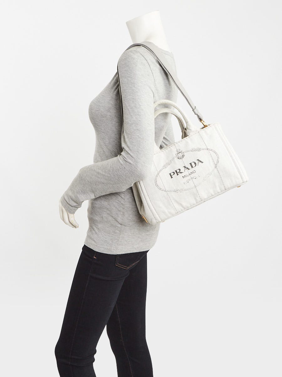 Prada Grey Canapa Canvas Small Tote Bag BG439