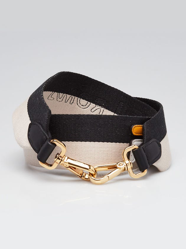 Fendi Beige/Black Canvas Strap You Mania Logo Shoulder Strap