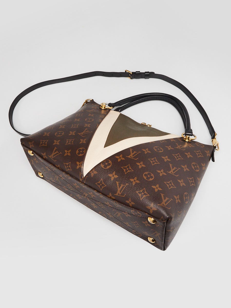 Louis Vuitton Khaki/Creme Monogram Canvas MM V Tote Bag | Yoogi's