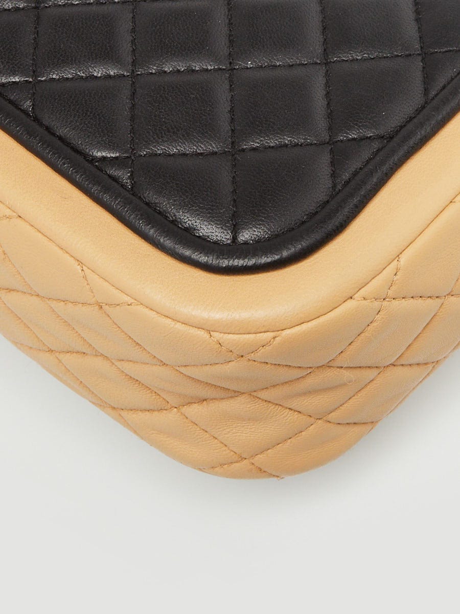 Chanel Black/Beige Quilted Lambskin Leather Classic Twist Medium