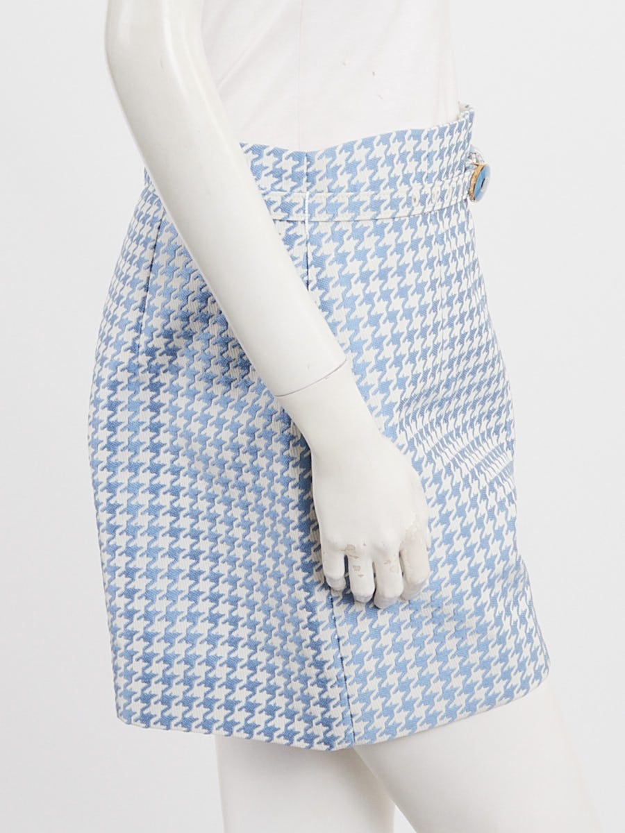 Christian Dior キュロット Christian Dior White/Blue Houndstooth Cotton Blend Shorts Size 10