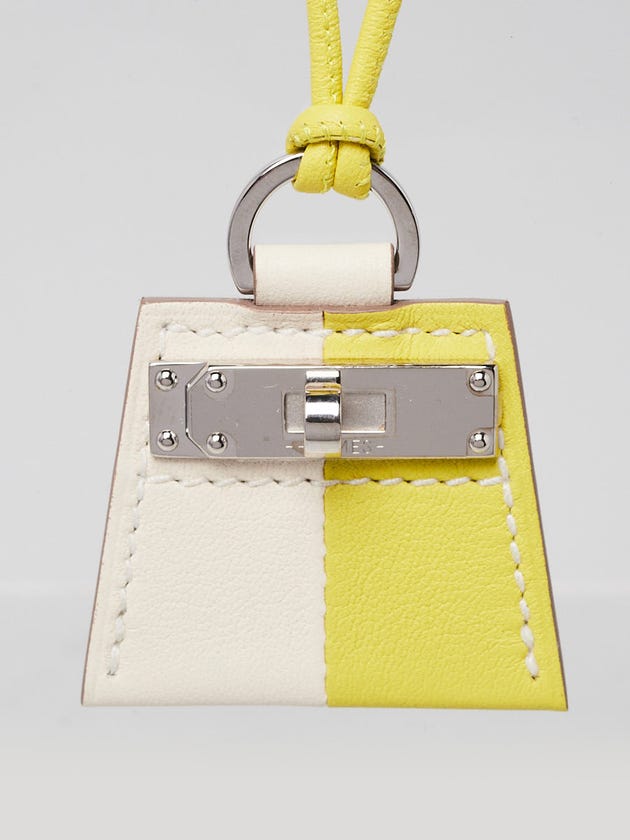 Hermes Nata/Lime Swift Leather Mon Petit Kelly Pendant Necklace