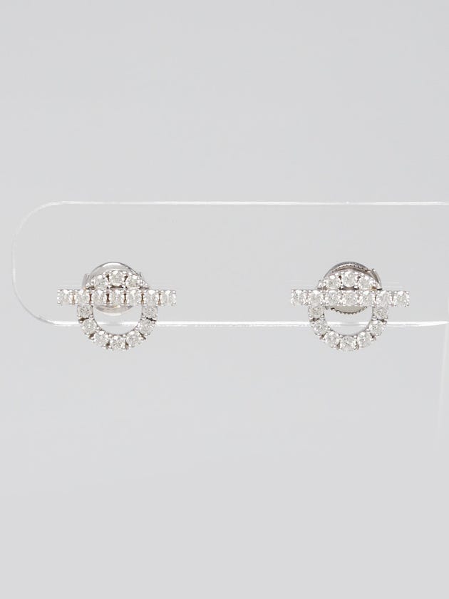 Hermes 18k White Gold And Diamond Finesse Stud Earrings