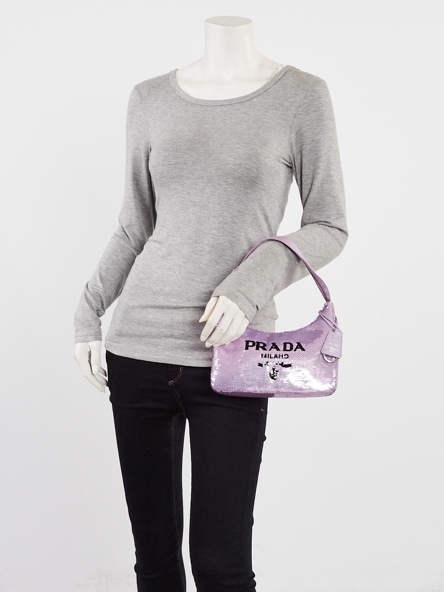 Prada Purple Sequin Re-Edition 2000 Mini Bag 1NE515 | Yoogi's Closet