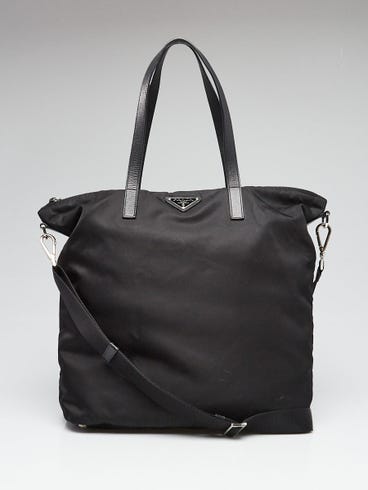 Prada Black Vela Nylon and Saffiano Leather Tote Bag BR4696