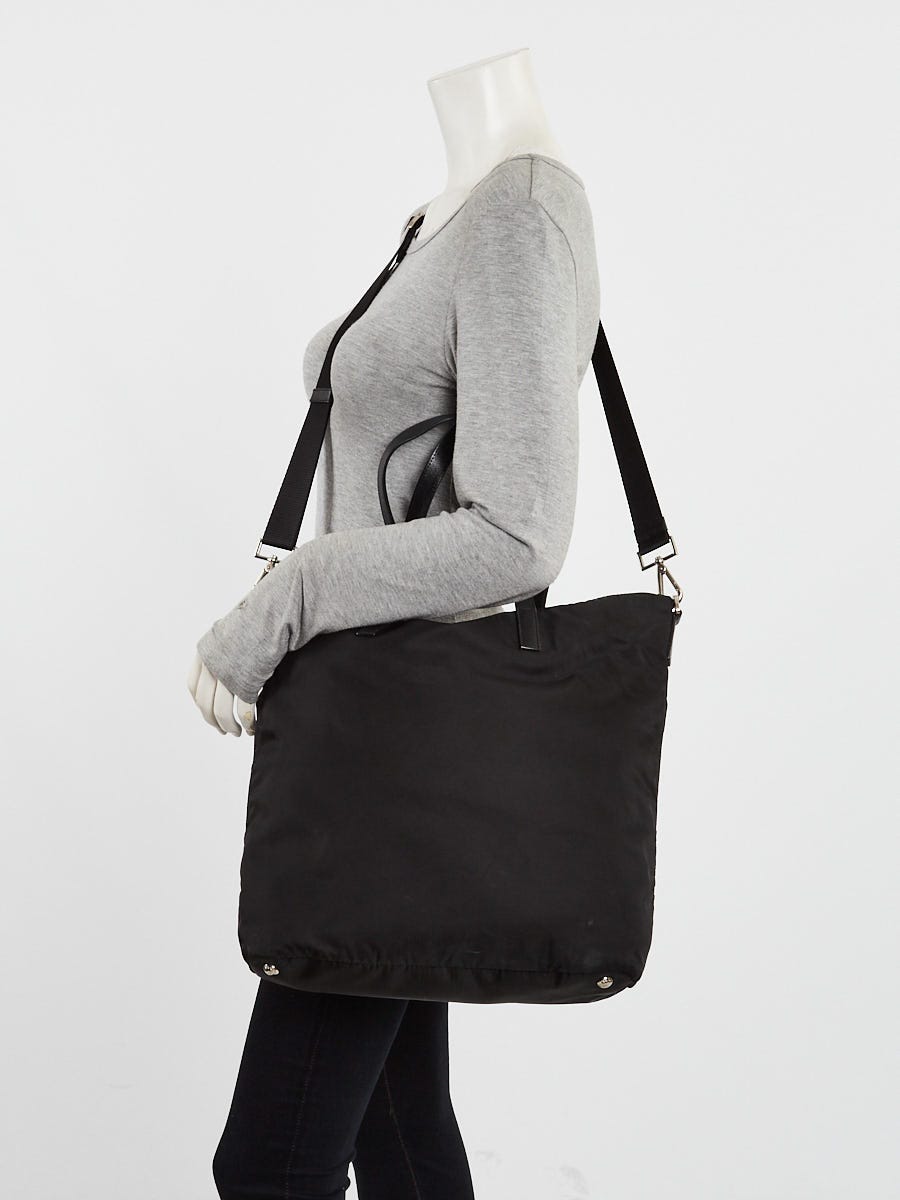 Prada Black Vela Nylon and Saffiano Leather Tote Bag BR4696