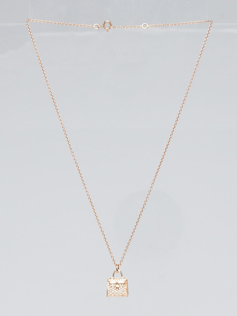 Hermes 18k Rose Gold and Diamond Kelly Pendant