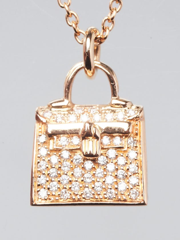 Hermes 18k Rose Gold and Diamond Kelly Pendant