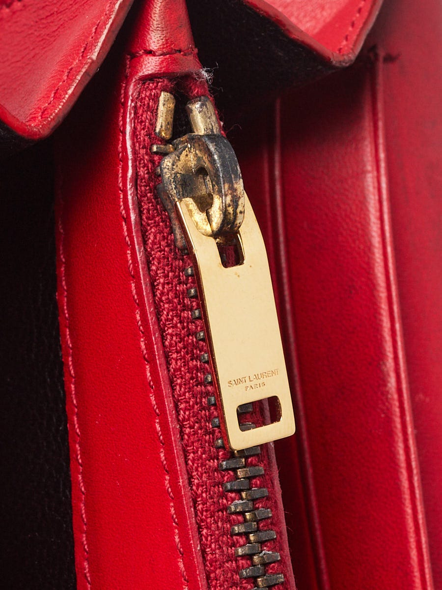 Yves Saint Laurent Red Leather Monogram Wallet on Chain Bag
