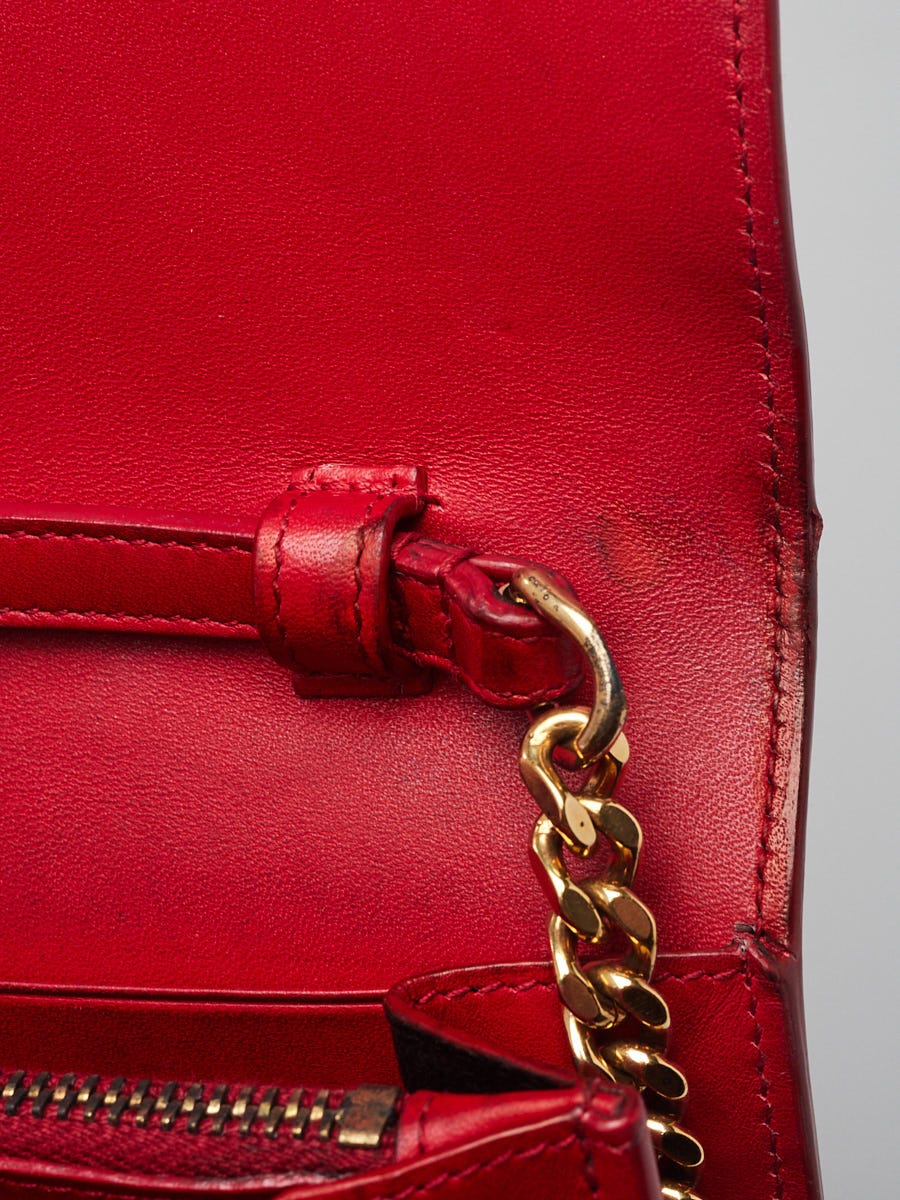 Yves Saint Laurent Red Leather Monogram Wallet on Chain Bag