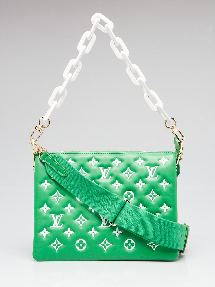 Louis Vuitton Green/White Monogram Embossed Lambskin Leather Match