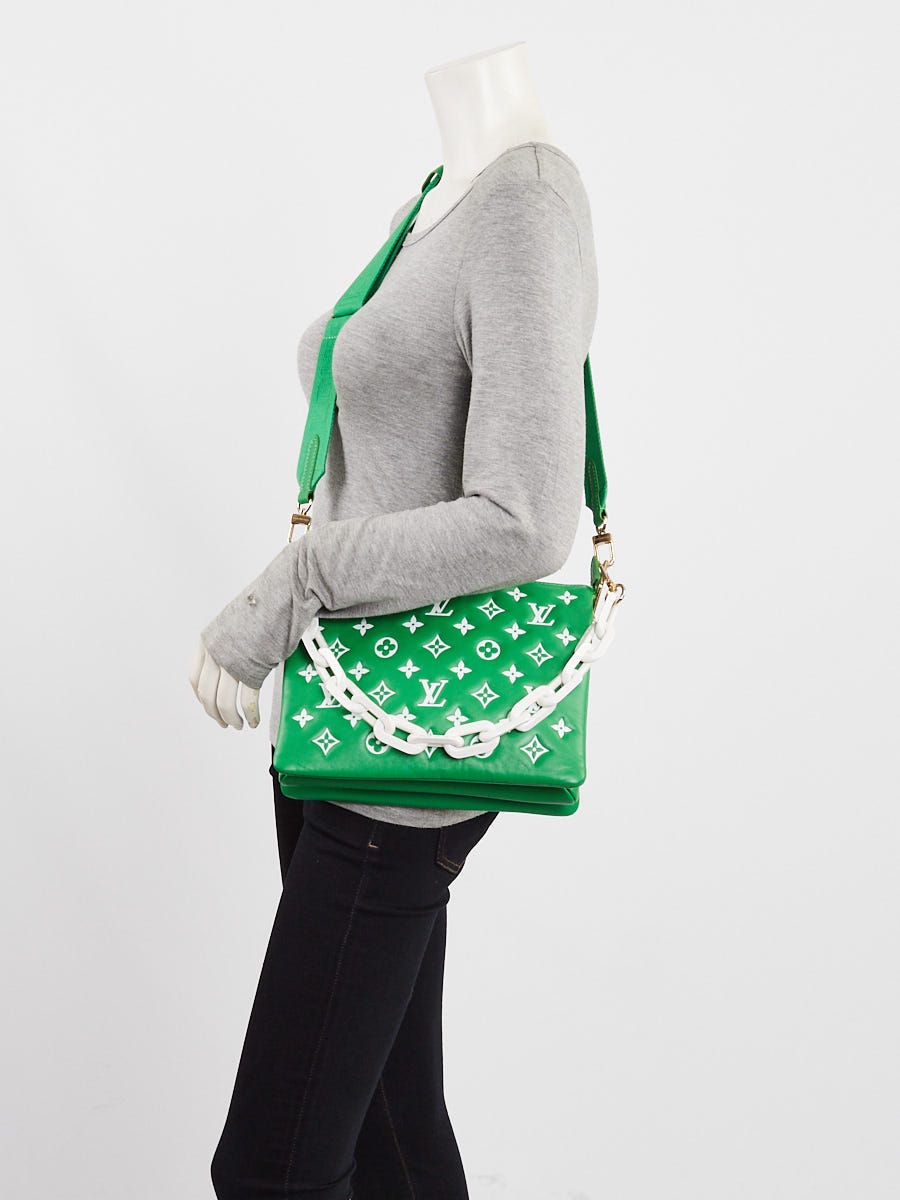 Louis Vuitton Green/White Monogram Embossed Lambskin Leather Match