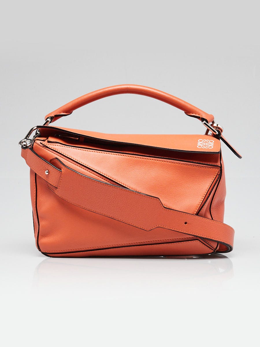 Loewe Orange Calfskin Leather Small Puzzle Bag