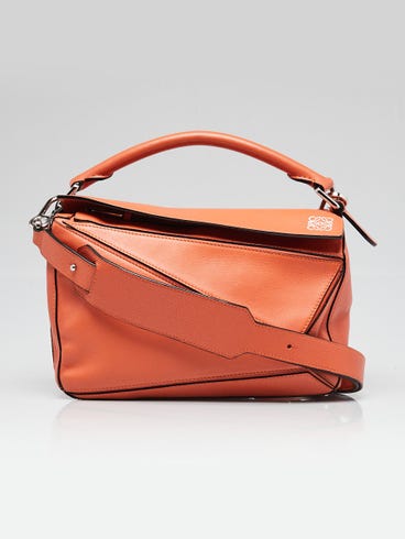 Loewe Orange Calfskin Leather Small Puzzle Bag