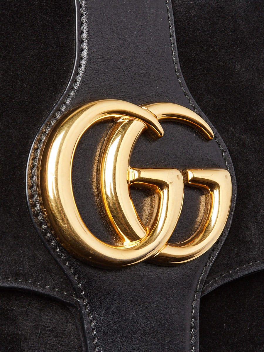 Gucci Black Suede/Leather Medium Arli Crossbody Bag | Yoogi's Closet