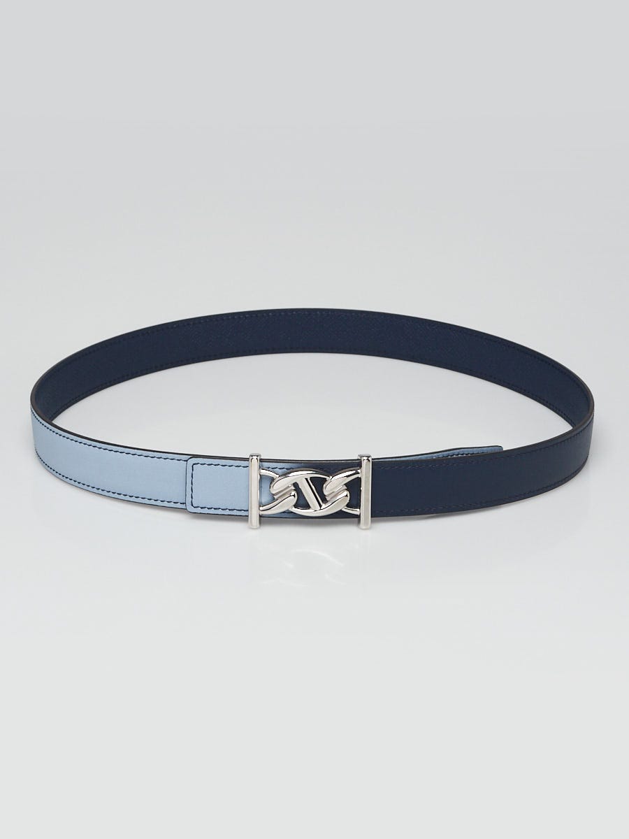 Hermes 24mm Blue Ombre Swift/Epsom Leather My H Belt Size 75 Hermes 24mm Blue Ombre Swift/Epsom Leather My H Belt Size 75