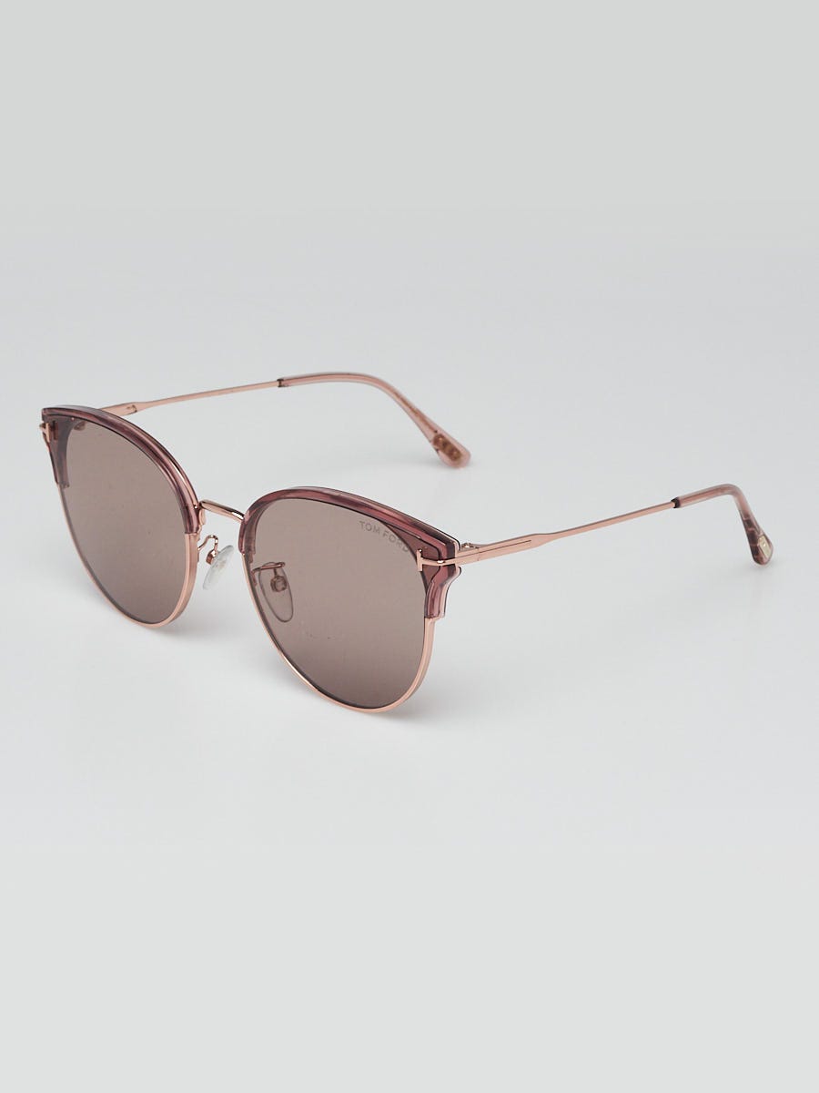 Tom Ford 61mm Shiny Rose/Brown Frame Sunglasses-TF898-K