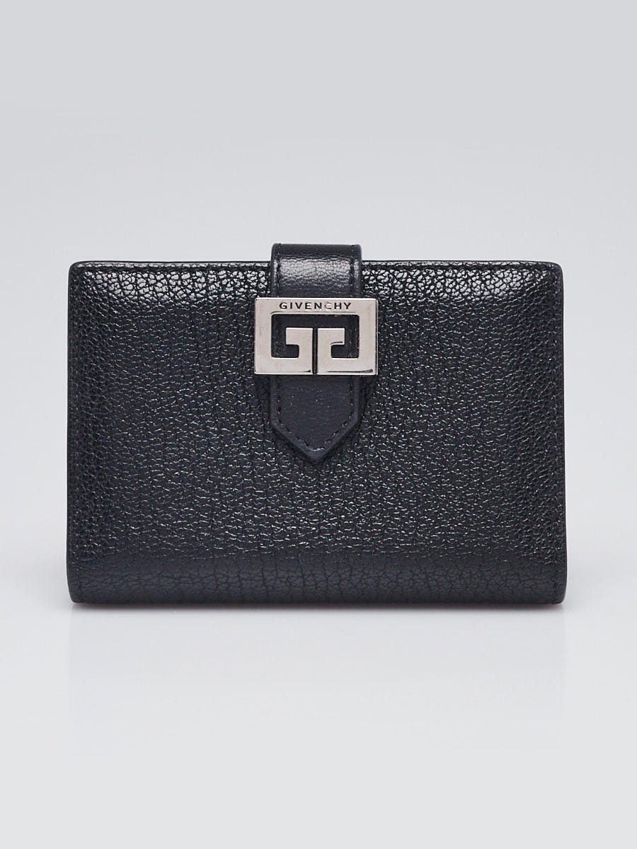 Givenchy Black Grained Leather GV3 Card Holder Wallet | Yoogi's Closet