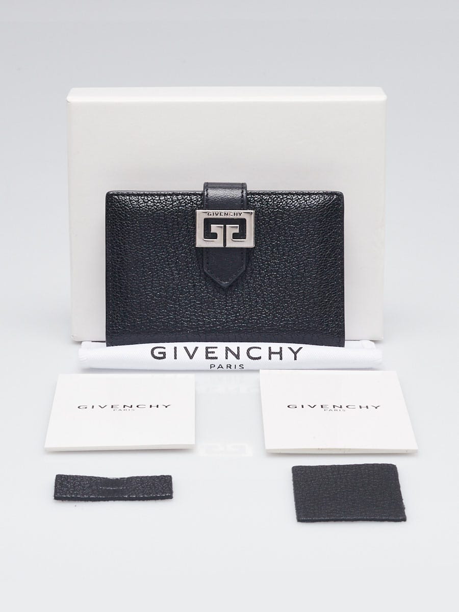 Givenchy Black Grained Leather GV3 Card Holder Wallet | Yoogi's Closet