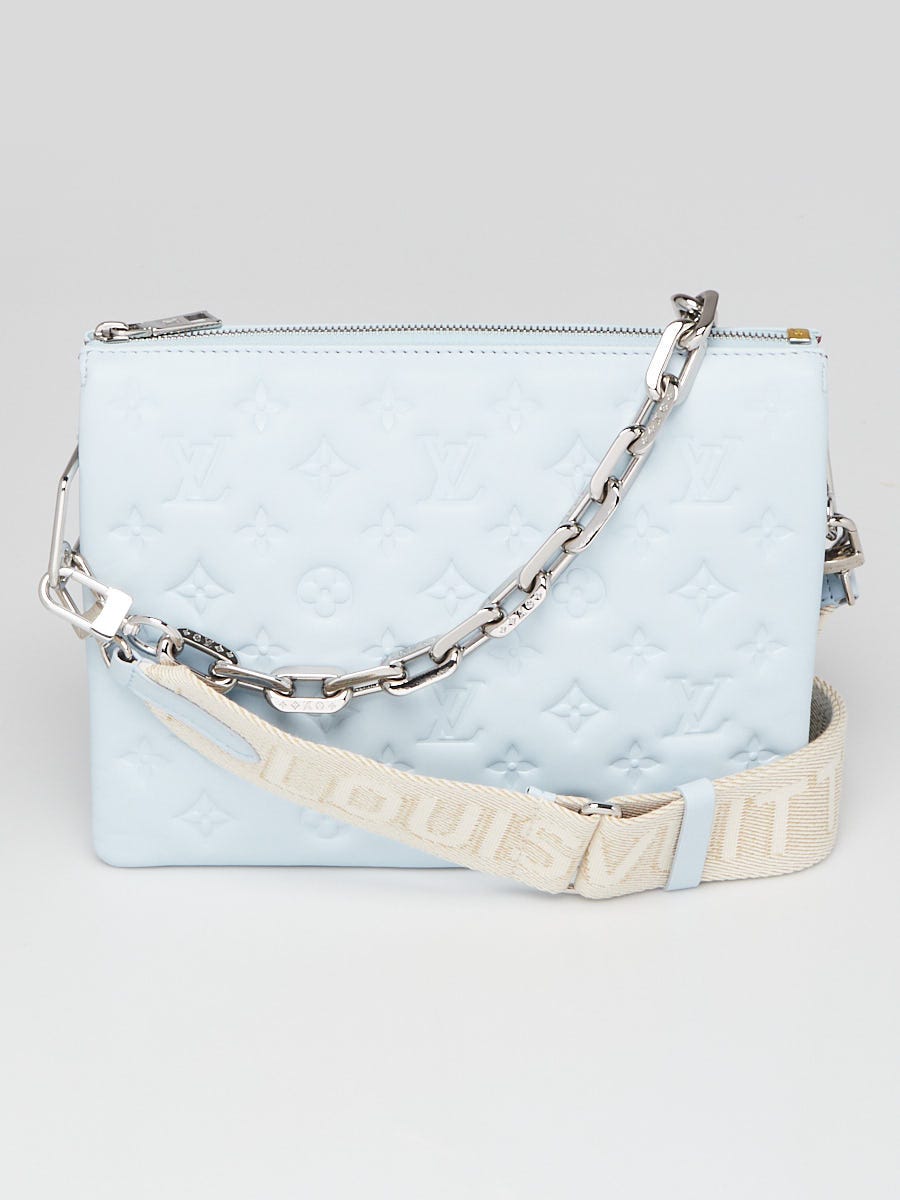 Louis Vuitton Ice Blue Monogram Embossed Lambskin Leather Coussin